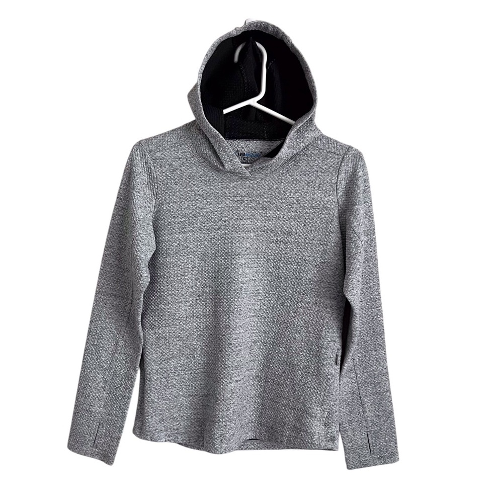 IBKUL Women Solid Popcorn Stitch Hoodie Grey Tennis Pickleball Active FLAW Small